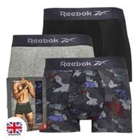 Reebok Men's XL Andres Boxer Trunks 3 Pack Black Camo Grey Marl NEW Free UK Post - XL Regular