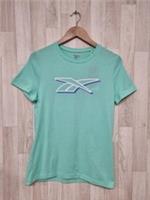 Reebok Ladies XS Cornflower Blue V-neck Graphic Print Short Sleeve T-shirt New - XS Regular