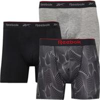 Reebok Men's XL Egon 3 Pack Boxer Trunks Black Grey Marl Performance NEW UK - XL Regular