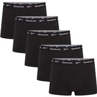 Reebok Men's XL Boxer Trunks 5 Pack Black Performance Cotton Blend NEW - XL Regular