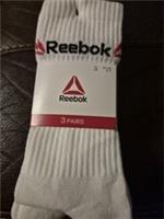 Reebok 3 pairs Mens Crew Socks White Size UK 9-11 (43-46)