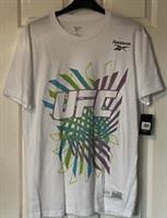 Official UFC T-shirt Reebok Mens T-shirt White New Double Sided Large - large Regular