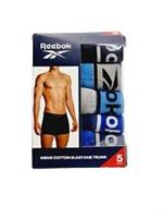 Reebok Mens Cotton Elastane 5 Pack Trunk Boxer Shorts XL - XL Regular