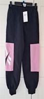 Reebok Girls Teen Black Pink Elasticated Joggers Sweat Pants XXS Age 14/15 BNWT