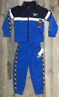 Reebok Stripes Full Zip Tracksuit Black White Blue Kids Age 3-4 RRP £42