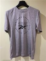 Reebok Men Grey Melange & Black Printed Shirt Medium - M Regular