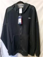 Reebok Men's Black Polyester Fleece Full Zip Hooded Logo Hoodie 2XL BNWT - 2XL Regular