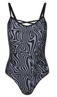Reebok Black Animal Print Swimming Costume Size Medium New With Tags - M Regular