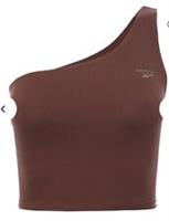 Reebok Brown Ribbed One Shoulder Crop Top Size M - M Regular