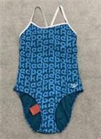 Reebok Swimsuit Swimming Costume Swimwear One Piece Blue Racing Size Medium New - M Regular