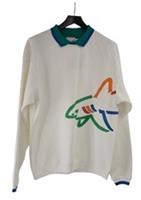 Reebok Vintage Graphic Sweatshirt Men's Large White Colourful Print Long Sleeve - L Regular