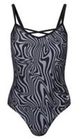 Reebok Black Animal Print Swimming Costume Size Medium New With Tags - M Regular