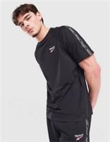 Reebok Latham T-Shirt Mens Black 100% Cotton Raglan Short Sleeve Taped Tee Top - M Regular