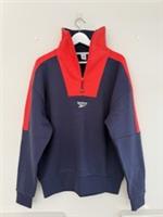 Rare REEBOK "Keagan" Half Zip Fleece Sweatshirt PP Factory Sample Navy Red XL - XL Regular