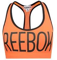 New Reebok Logo Sports Bra Vest Top, Ladies Womens Gym Training Fitness - Orange - S Regular