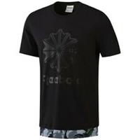 Reebok Classic F Layered T-Shirt BK5010 Men's UK L, Black Camouflage Hem, New - L Regular
