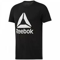 Mens Reebok Logo T-Shirt Top - Black - Gym Running Fitness - S Regular