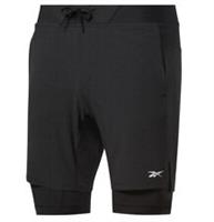 Mens Reebok Shorts 2 in 1 Gym Sports Fitness - Black - XL Regular