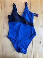 Blue Navy Panel Reebok One Piece Swimming Costume Ladies Woman Size Large BNWT - L Regular