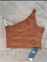 Reebok Womens One Shoulder Crop Top Size M Medium Sports Gym Workout Top ...