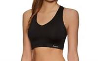 Reebok Crop Top Bra Short Black Fitted Playdry Fitness Gym Running UK S M XL A15 - XL Regular