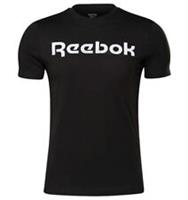 Mens Reebok Logo T-Shirt Top Slim Fit - Black - Gym Running Fitness - M Regular