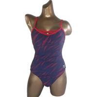 Reebok Swimsuit One Piece Swimming Costume Padded Navy & Red UK 10-16 - 12 Regular
