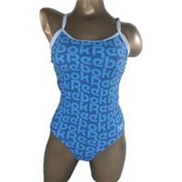 Reebok Swimsuit One Piece Swimming Costume Padded Blue Low Open Back UK10-16 - 10 Regular