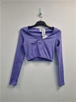 Reebok Logo Cropped Long Sleeve Top Size Small Purple NWT - S Regular