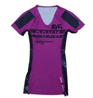 Reebok Compression Top Womens XS 4-6 Purple Black Short Sleeve Pullover CrossFit - XS Regular