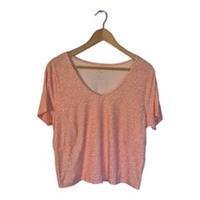 Reebok Womens Performance V-neck Top T-shirt Regular Fit Polka Dot Peach Size L - L Regular