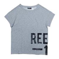 Reebok Womens T-Shirt XS 4-6 Grey Soft Cotton Terry Oversized Fit 1895 Graphic - XS Regular