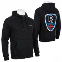 Reebok Mens Hoodie Small Black Full Zip Fleece Lined Union Jack Graphic Pockets - S Regular