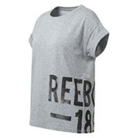 Reebok Womens T-Shirt XS 4-6 Grey Soft Cotton Terry Oversized Fit 1895 Graphic - XS Regular
