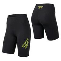Reebok Womens Bike Shorts XS UK 4-6 Black Cotton Stretch Vector Logo Gym Casual - XS Regular