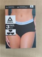 Reebok 3 Pack Cotton Rich Shortie Briefs Size S Black Underwear Women - S Regular
