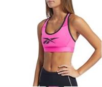 Reebok Logo Sports Bra Vest Top, Ladies Womens Gym Training Fitness - Pink - S Regular