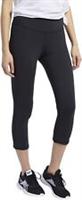 Womens Ladies Reebok Leggings Bottoms Capri Pants - Running Fitness Gym - Black - XL Regular