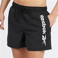 Reebok Men's Swim Shorts Quick Dry Elastic Waistband Drawstring Size M Black - M Regular