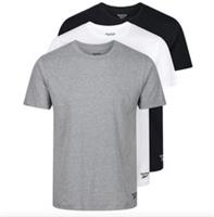 Reebok Mens 3 Pack Crew Neck Tee Santo - Black/White/Grey Marl Size M