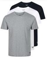 Reebok Mens 3 Pack Crew Neck Tee T-Shirt Black White Grey XL NEW rrp £35 - XL Regular