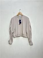 Womens Reebok Studio Knit Sweatshirt L Large Beige Ruched Sleeve Cover Up BNWT - L Regular