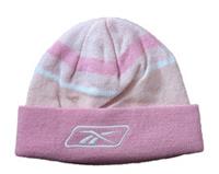 Reebok Childrens Beanie Junior Girls Knitted Hat Pink Stripe OS 6-9 Years