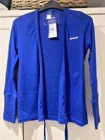 Reebok Blue Cotton Cache CR KT Top Sport Yoga Womens Drape Wrapover Blouse - M - M Regular