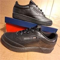 Reebok Men's Club Classic 85 Vintage Leather Trainers - Full Black / Rubber Sole