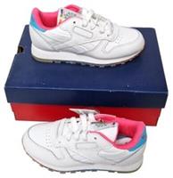 REEBOK Classic Leather White Rainbow Kids Infants Trainers Sneakers UK 10 EU 27