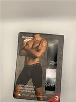 Reebok Mens x3 Pack Performance Long Length Sports Trunk L Black White Grey - L Regular