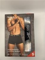 Reebok Mens 5 Pack Performance Cotton Trunks Small Black BNWT Freepost - S Regular