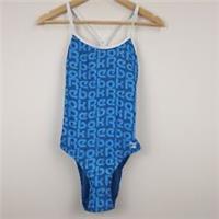 Reebok Swimming Costume Women's Small Blue Racing Back Swimwear Swimsuit - S Regular