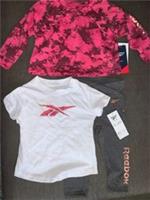 Reebok Outfit Top, T-Shirt & Leggings 3 Piece 9-12m 80cm Pursuit Pink Mix BNWT